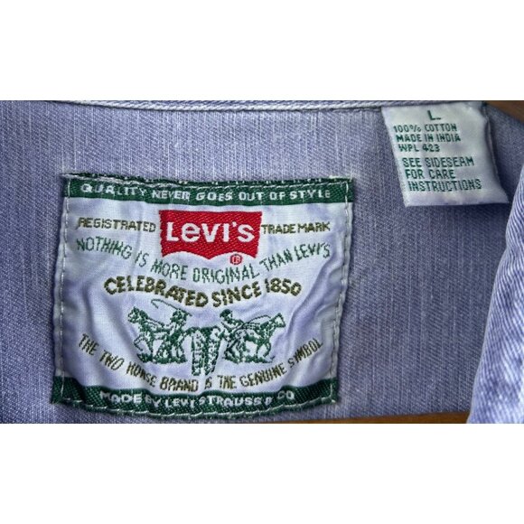 Vtg Levis Authentic Shirt Womens Large Y2K Utility Core Grunge Lavender Fade - Picture 5 of 13